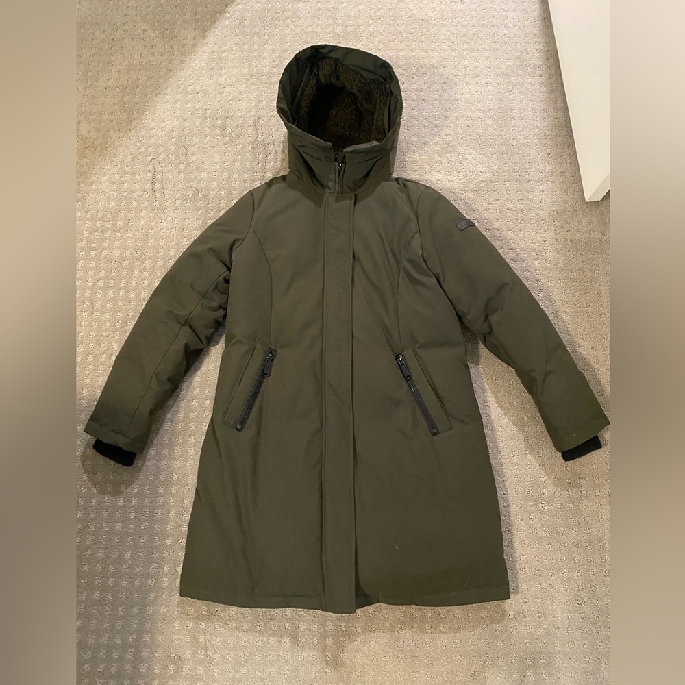 Sam Edelman Down Hooded Jacket Olive Green Large
